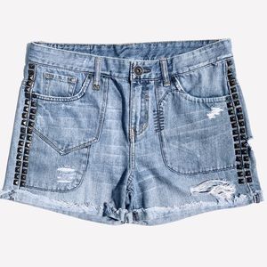 A|X Distressed Jean Short w/Brass Studs